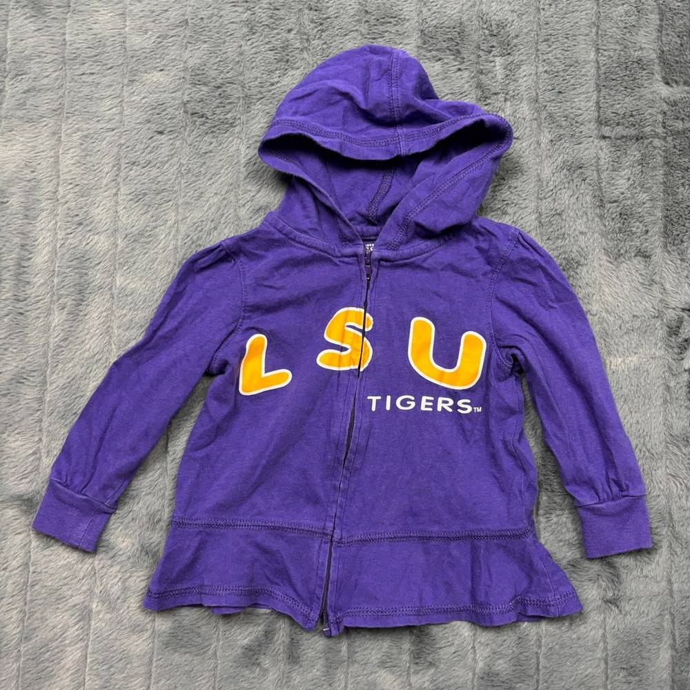 Colosseum Athletics LSU Tigers Toddler Girls Purple Ruffle Zip Up Hoodie 2T
